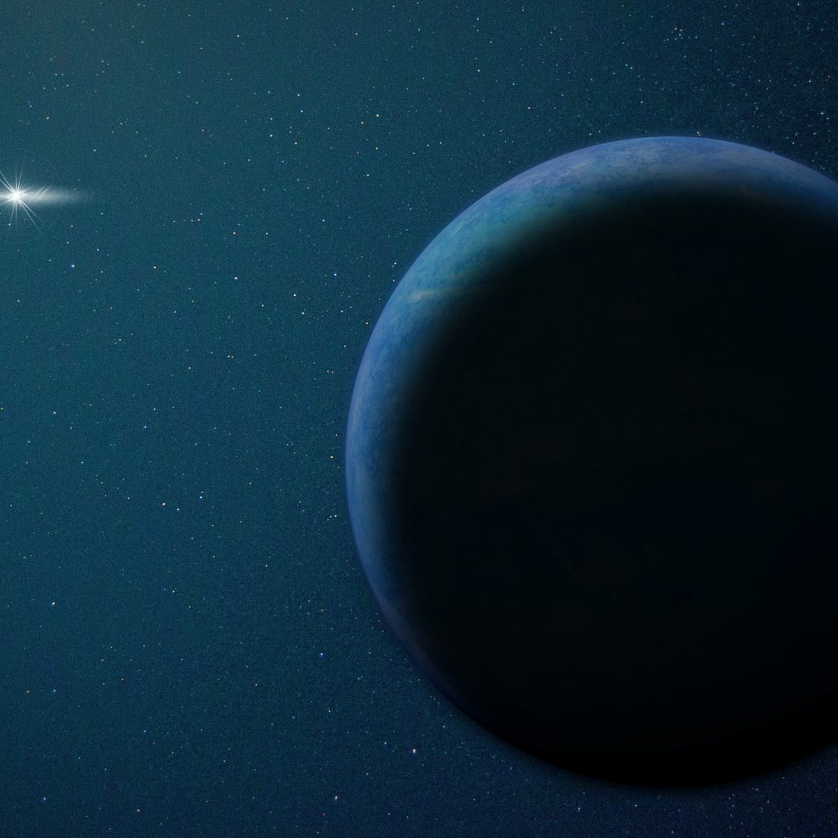 An artist’s concept of a hypothetical planet with a distant sun