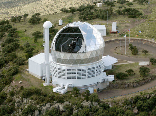 Click to enlarge The 10-meter Hobby-Eberly Telescope at McDonald Observatory in Texas