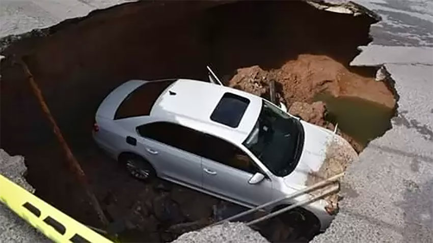 Outdated infrastructure was blamed for this sinkhole in Nuevo Laredo.