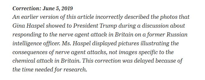 New York Times correction Haspel photos