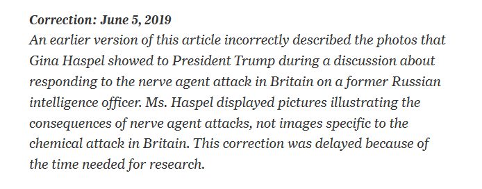 Click to enlarge New York Times correction Haspel photos