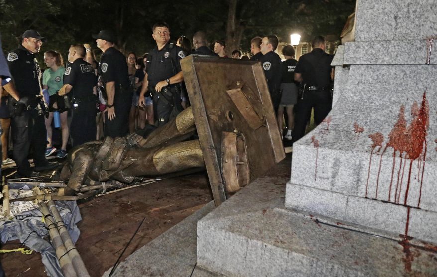 confederate statue Silent Sam toppled