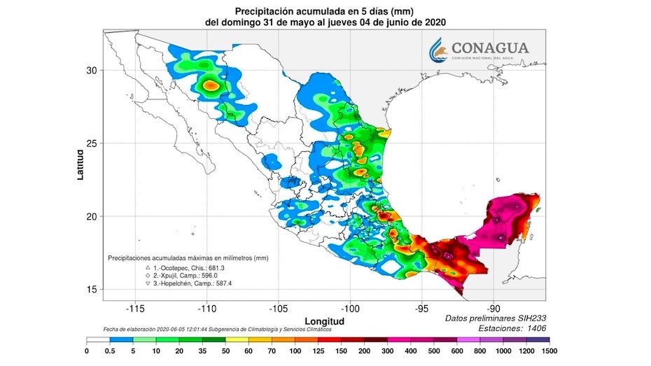 cristobal rainfall mexico