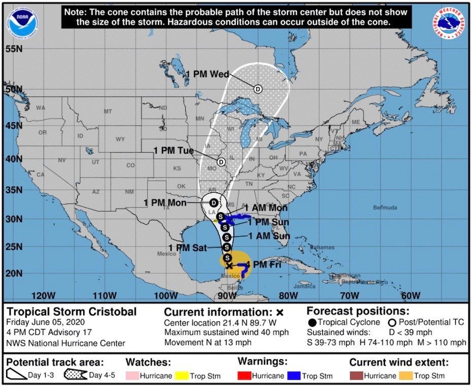 cristobal forecast storm path