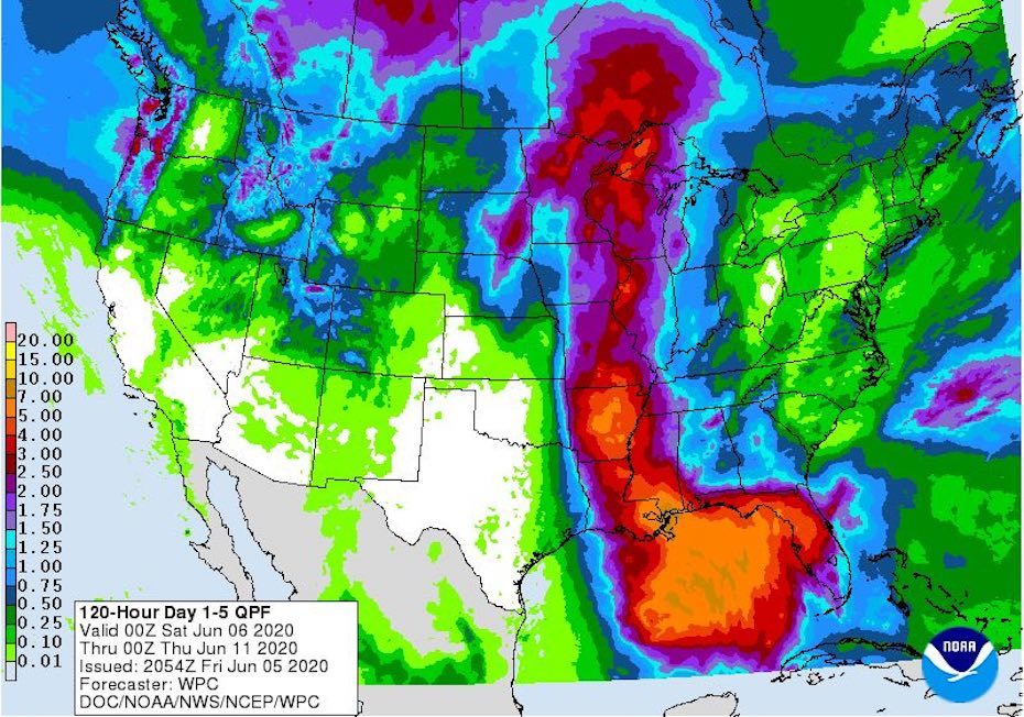 rain forcast cristobal central US