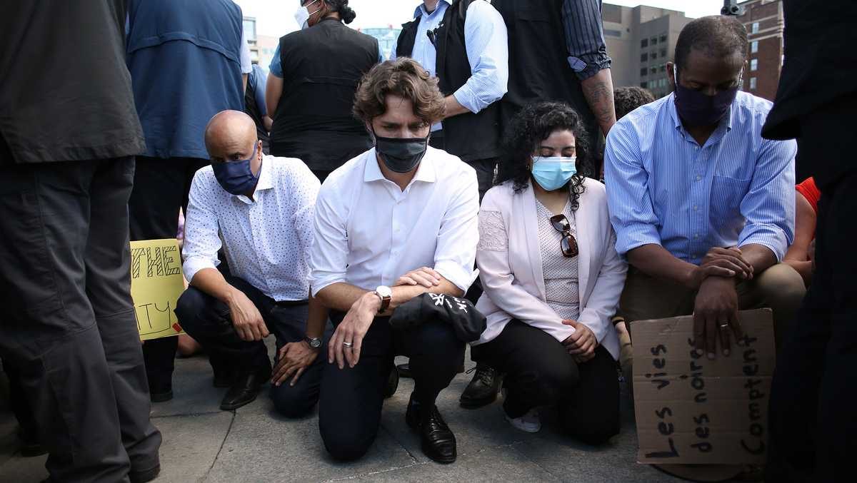 Click to enlarge trudeau kneeling BLM