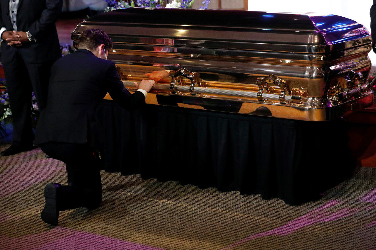 Click to enlarge Minneapolis Mayor Jacob Frey at George Floyd funeral