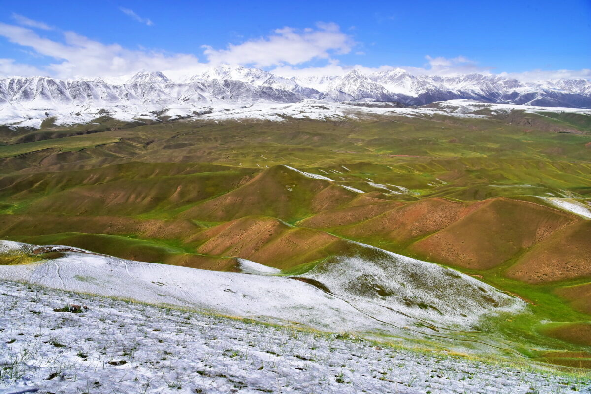 A stunning view of the Qilian Mountains after snowfall.