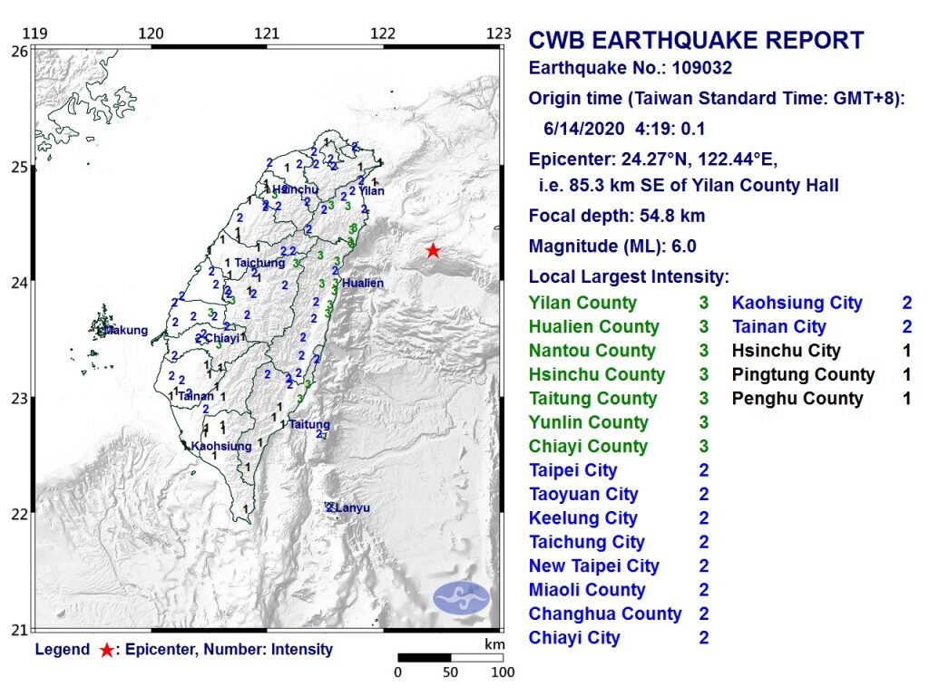 Taiwan earthquake map