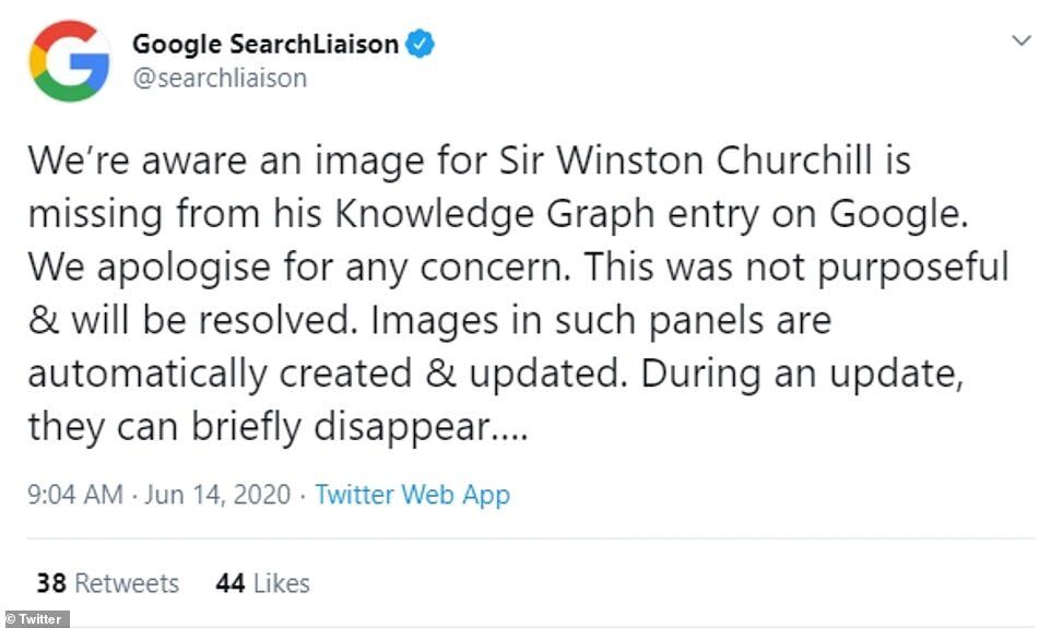 Click to enlarge Google removes Churchill image