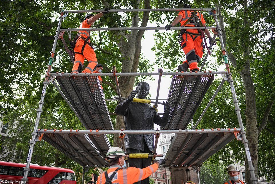 Click to enlarge Statues UK protected from protesters