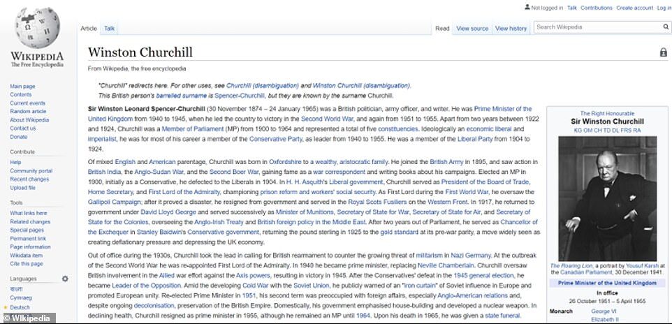 wikipedia entry churchill june 2020