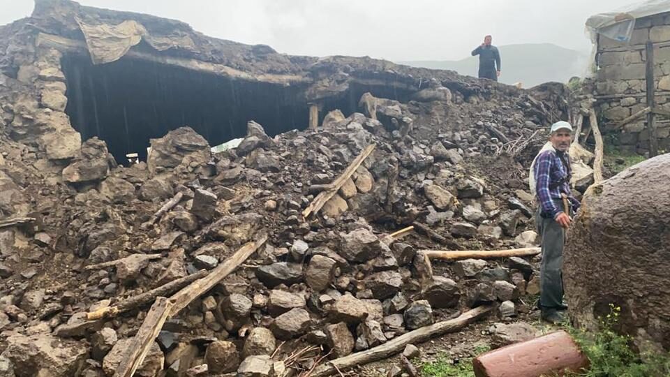 A view of a collapsed house in Turkey's eastern province of Bingol on June 14, 2020.