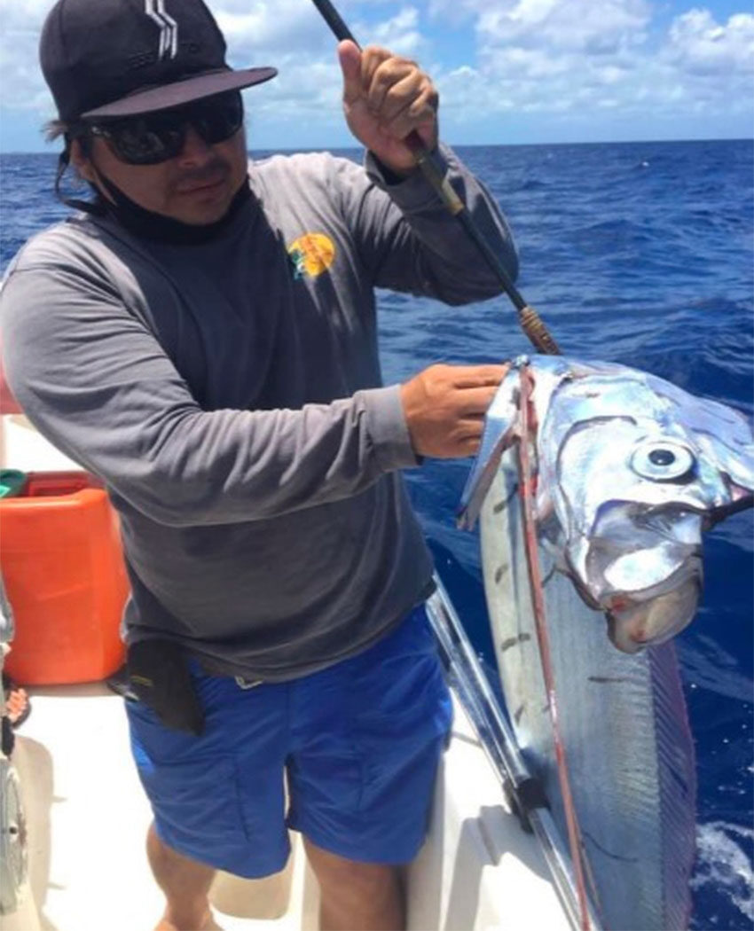 Click to enlarge The Cozumel oarfish gaffed by a fisherman this week.