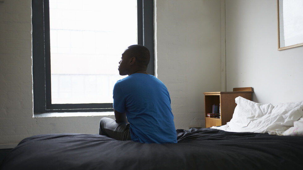 Click to enlarge man alone in room