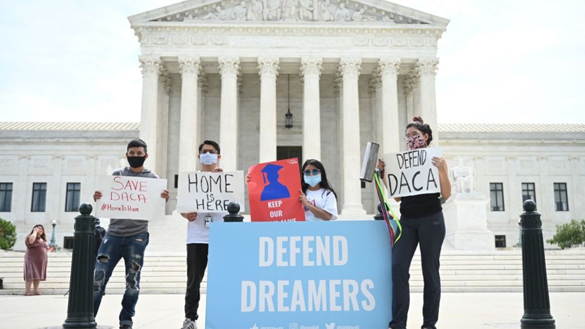 Dreamer protesters outside US Supreme Court building