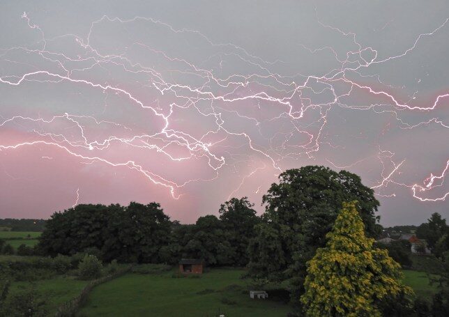 Dramatic lightning was seen across the UK