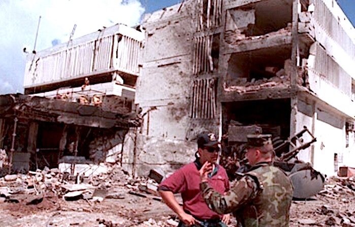 Click to enlarge Bombed building