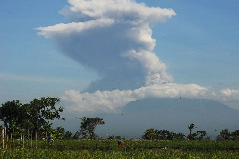 A view of Mount Merapi following an eruption, as seen from Sawit village, Boyolali, Central Java Province, Indonesia June 21, 2020