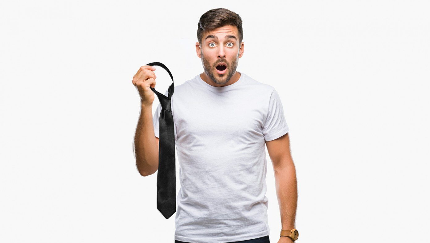 man holding tie