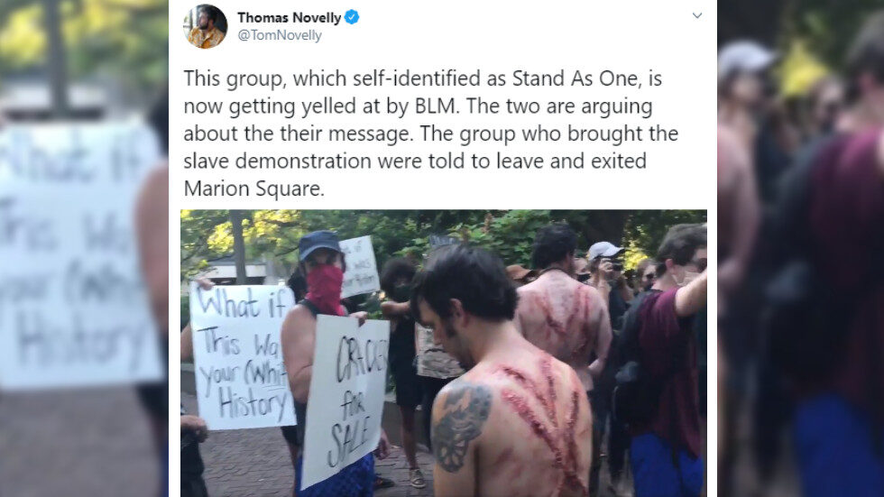 Click to enlarge white slaves and a black owner protests