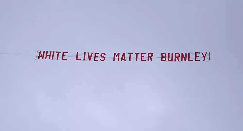 white lives matter banner burnley