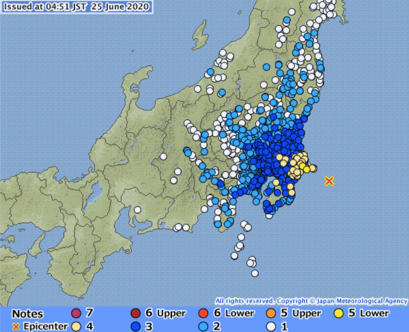 Japan earthquake map
