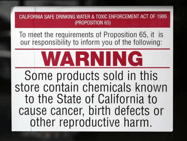 california cancer warning
