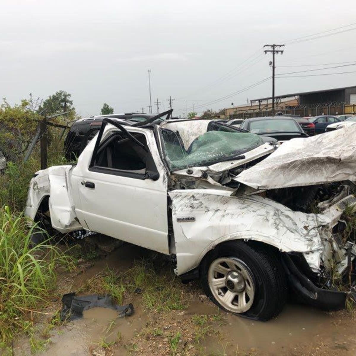 The vehicle that went missing from a parking lot along One Calais Avenue was found in the middle of I-10 following severe storms Wednesday morning.