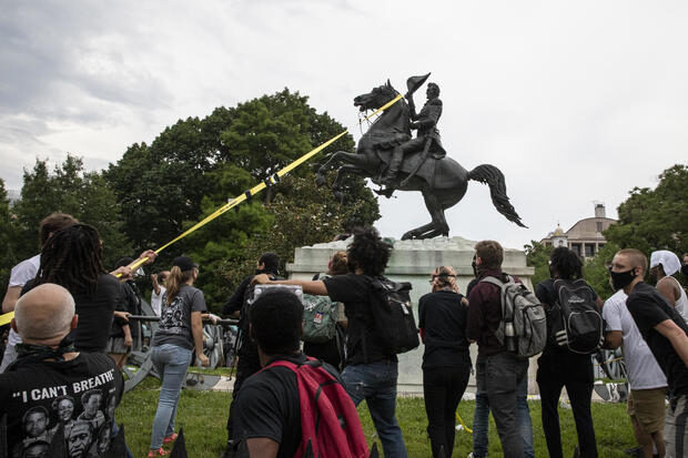 jackson statue Lafayette  protests