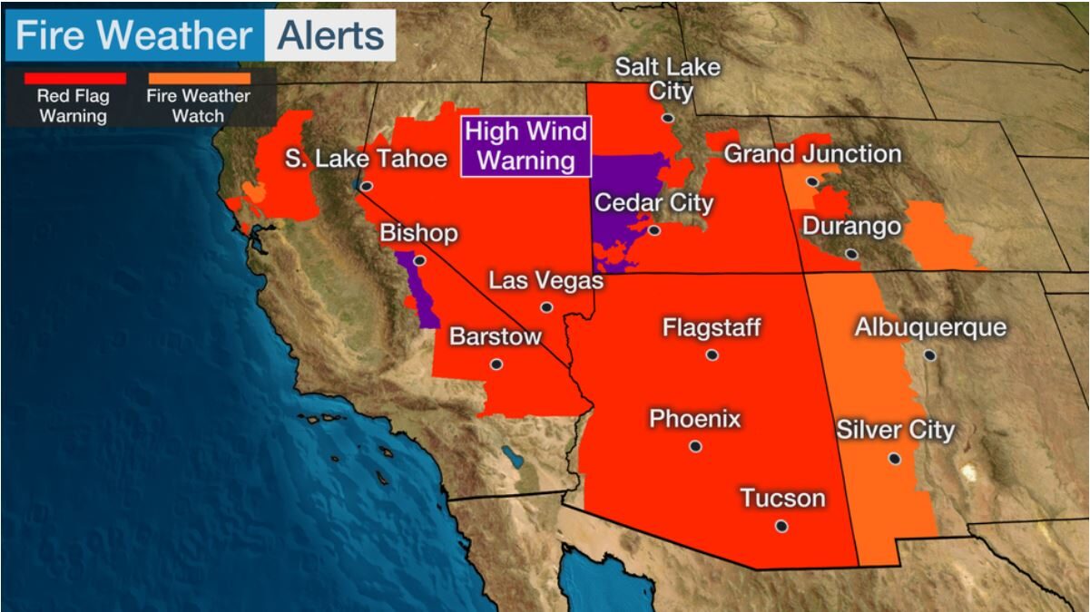Click to enlarge wild fire warnings US june 2020