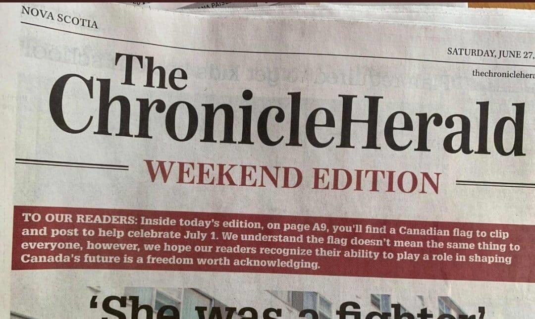 Click to enlarge chronicle herald trigger warning canadian flag