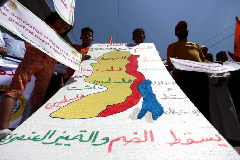 protest palestinians annexation Israel