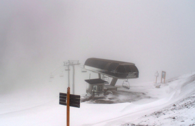 Snowy conditions observed in Banff National Park on July 2, 2020.