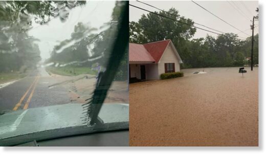 Click to enlarge Floodwaters overtook roads and left some vehicles stranded on Wednesday as drenching storms pounded northern Mississippi.
