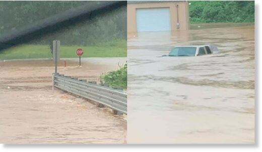 Click to enlarge Floodwaters overtook roads and left some vehicles stranded on Wednesday as drenching storms pounded northern Mississippi.