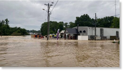 Click to enlarge Severe flash flooding was reported Wednesday in the town of Selmer, Tenn.