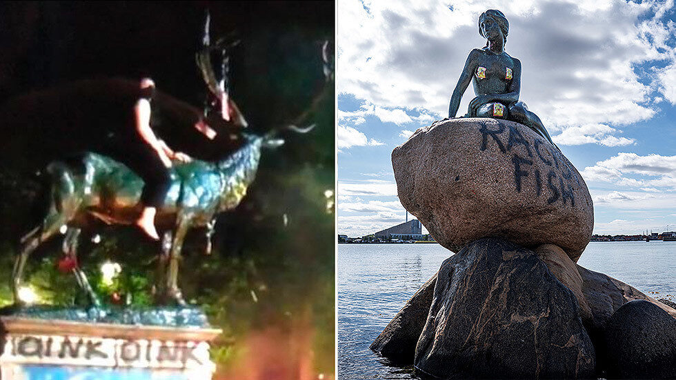 Portland Elk statue, little mermaid copenhagen, racism