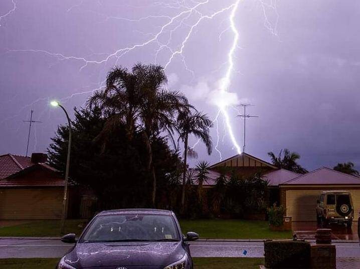Lightning crack over a Perth home.