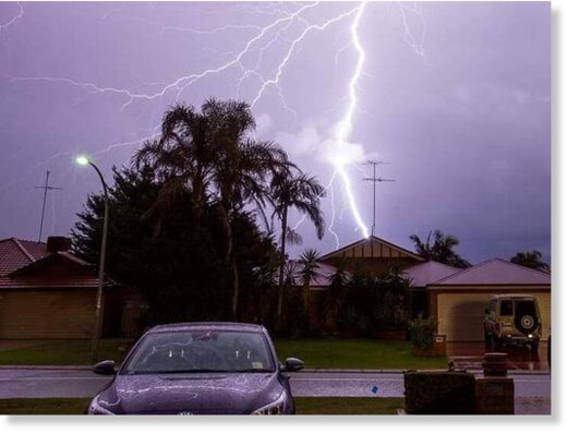 Lightning crack over a Perth home.