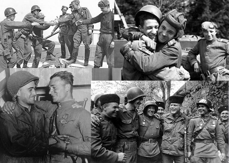 Click to enlarge american russian soldiers WWII elbe river