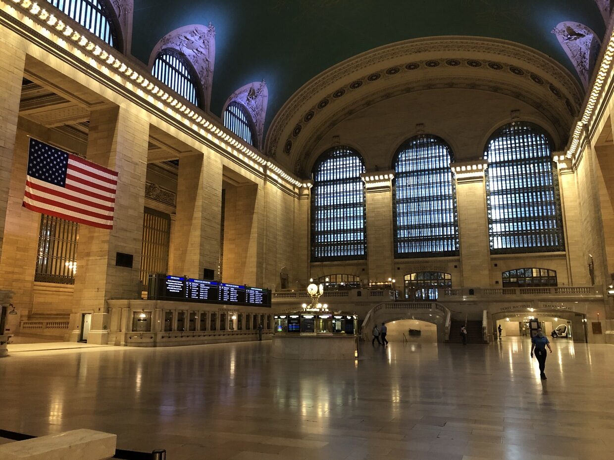 Click to enlarge New York's Grand Central Station, rush hour, July 8, 2020