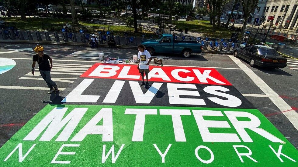 Click to enlarge Black Lives Matter New York street painting