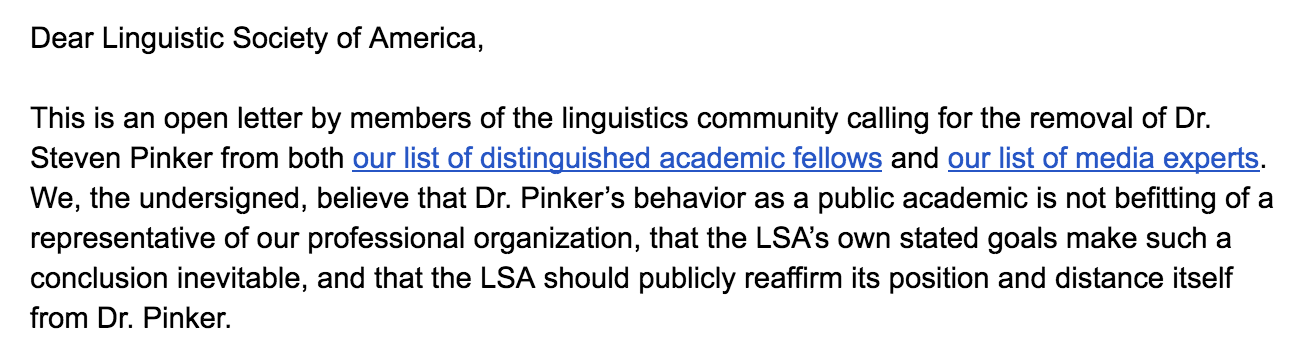 Click to enlarge letter linguistic society pinker