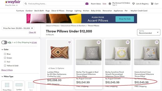 Wayfair pricing