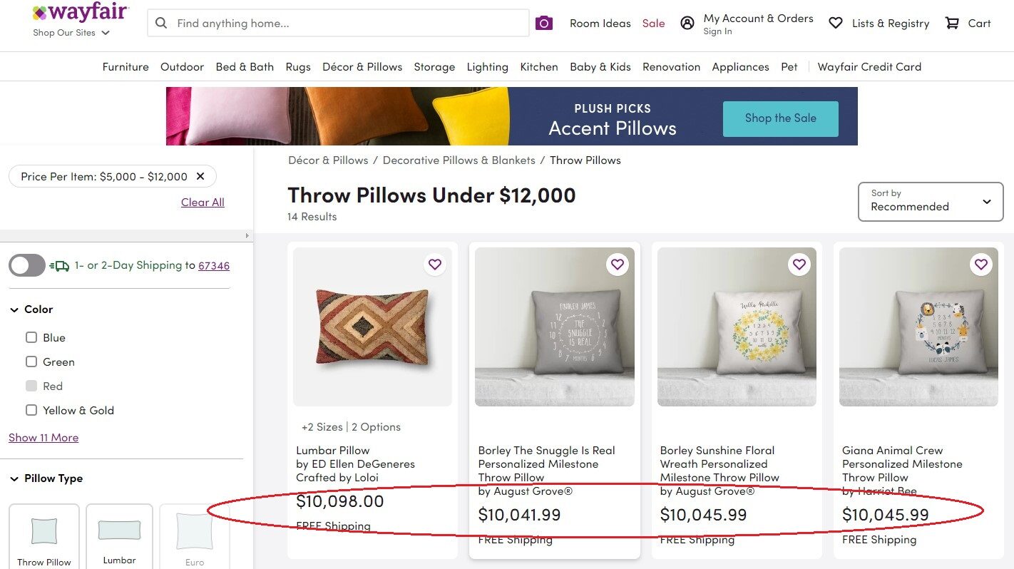 Wayfair pricing