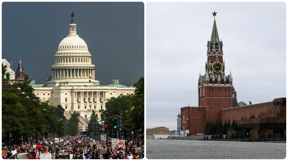 Click to enlarge US Capital and Kremlin