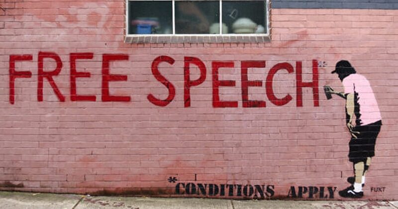 Click to enlarge Free speech tag mural