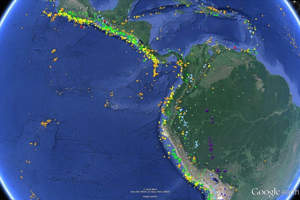 Click to enlarge Central and South American earthquakes