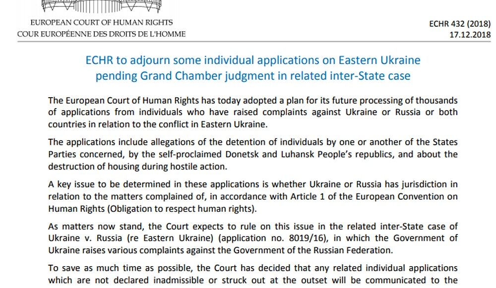 adjournment notice European Court of Human Rights